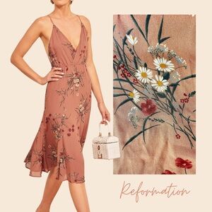 NWOT Reformation Uma Midi Dress in Floral Pink